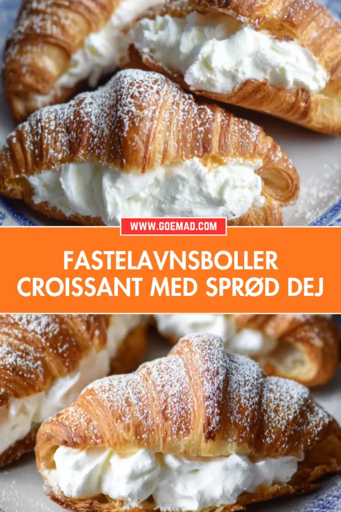 Fastelavnsboller croissant: sprød dej med marcipan og flødeskum