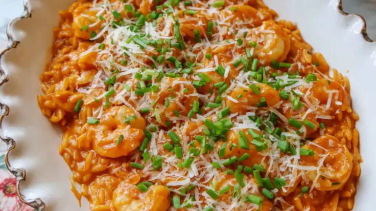 Nem gochujang orzo med rejer og parmesan til hverdagen