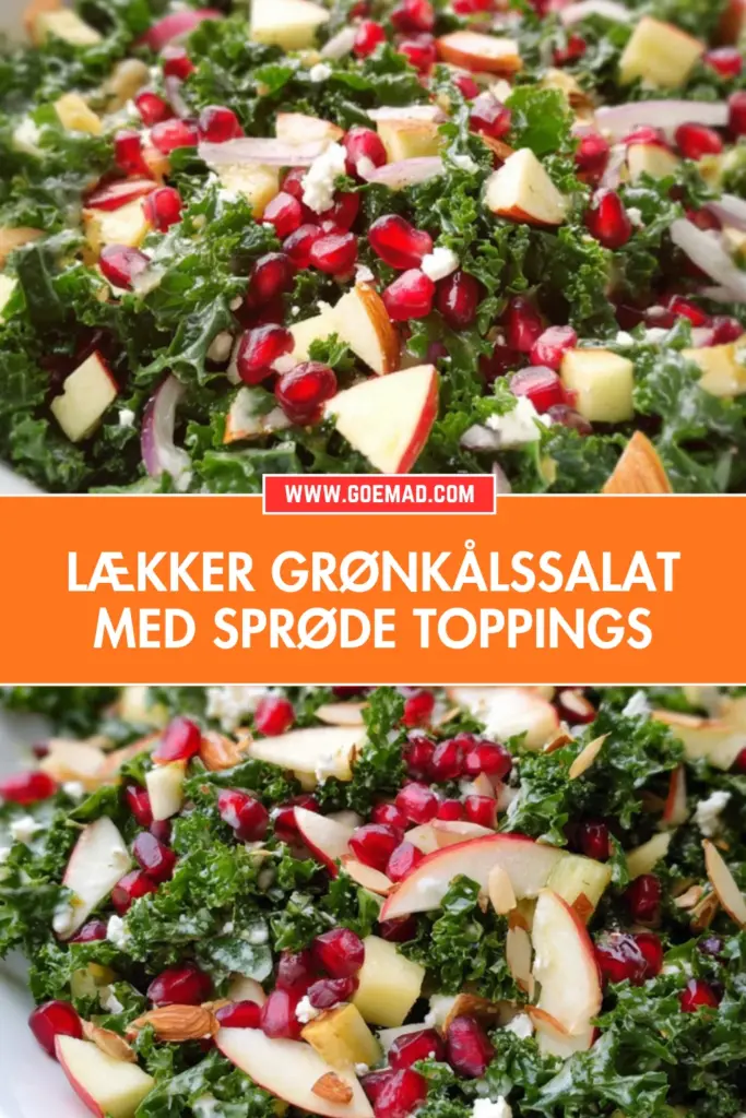 Grønkålssalat med sprøde toppings og sennepsdressing