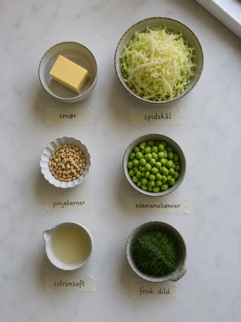 Spidskålssalat med edamame og ristede pinjekerner: nem og fuld af smag