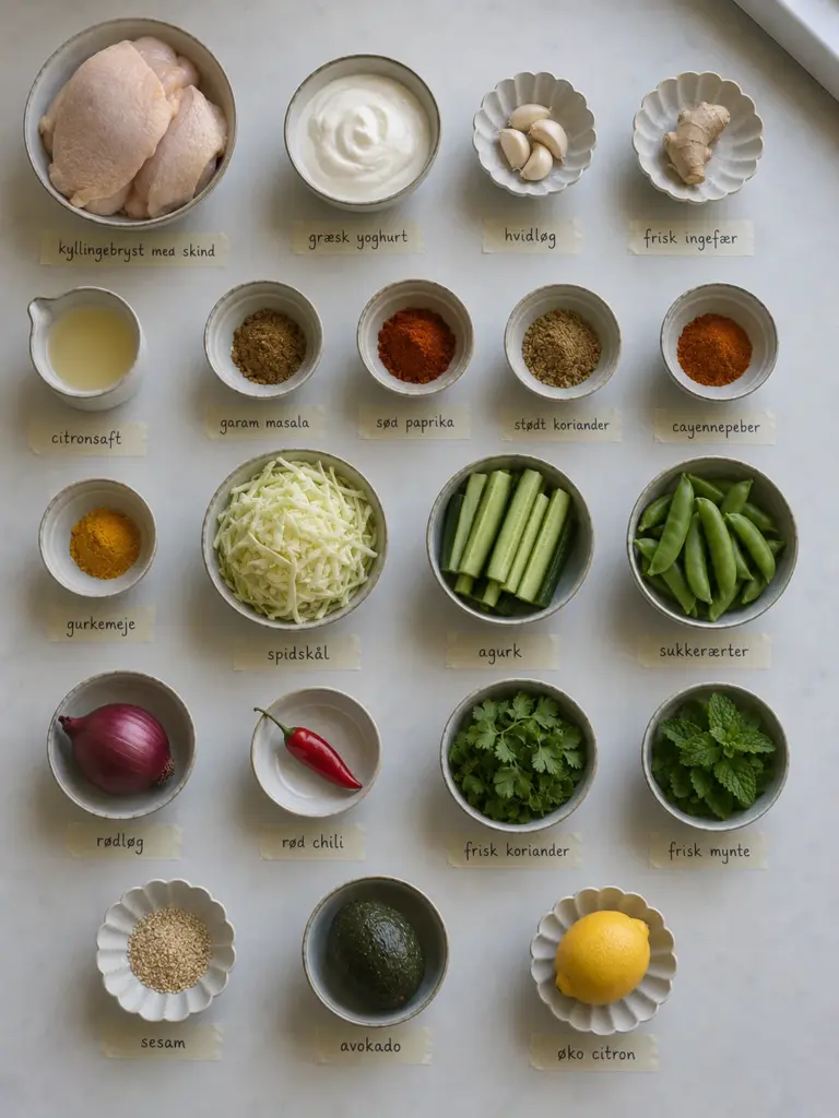 Marineret kylling med garam masala og frisk kålsalat sådan gør jeg det