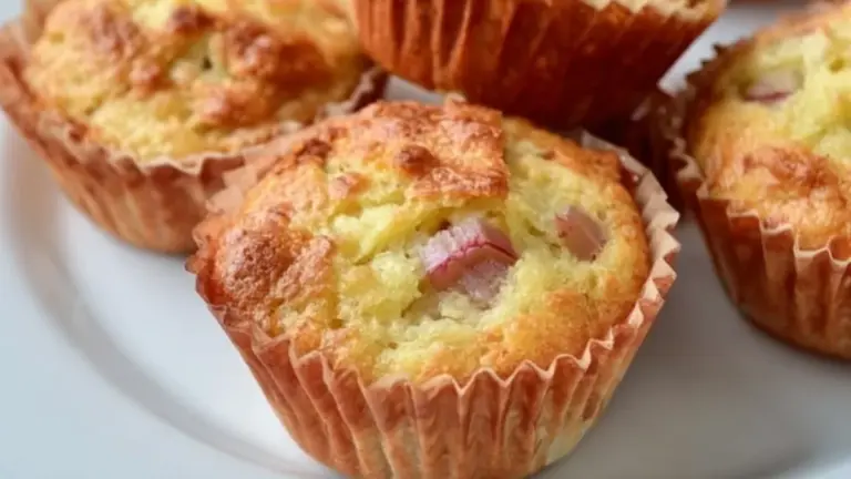 Hjemmelavede mazarinmuffins: klassisk smag med friske rabarber