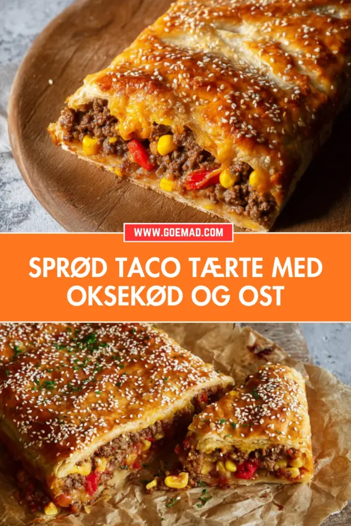 Nem taco tærte med sprød butterdej, oksekød og smeltet ost