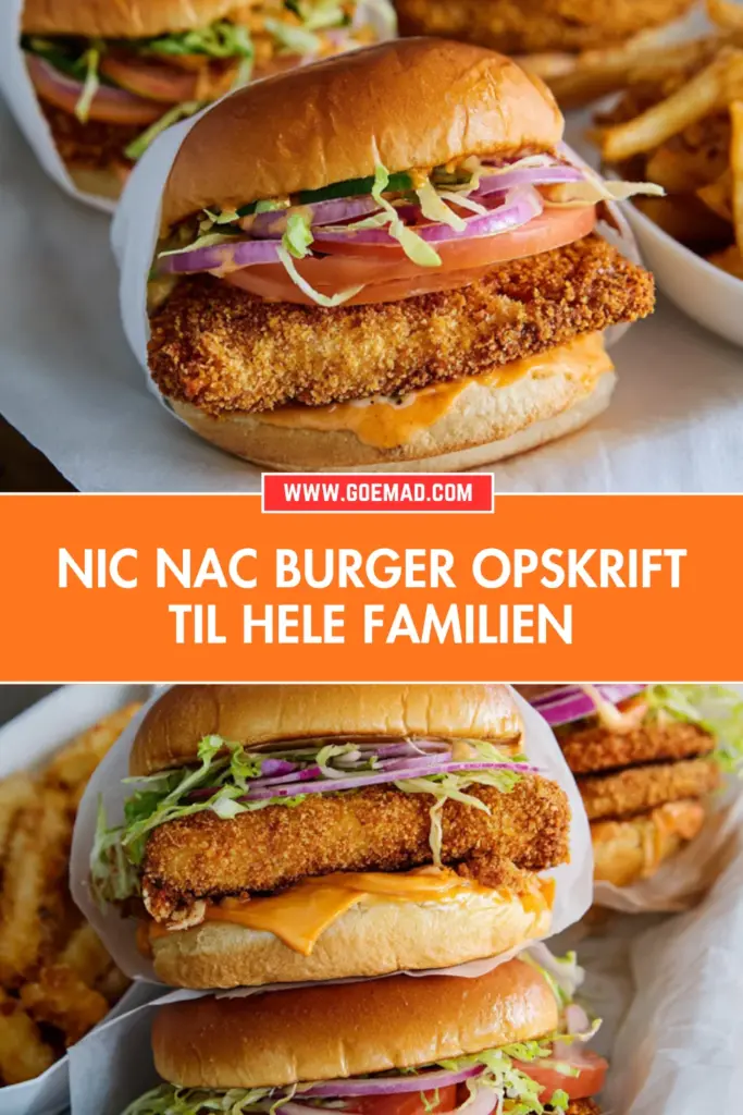 Hjemmelavet nic nac burger med chilimayo og syltede agurker