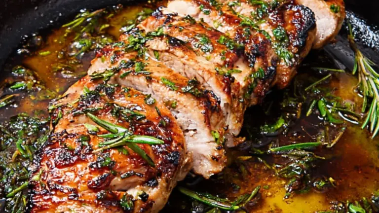 Svinemørbrad på pande med sprød stegeskorpe og honningmarinade