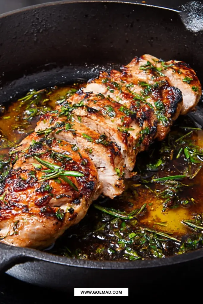 Svinemørbrad på pande med sprød stegeskorpe og honningmarinade