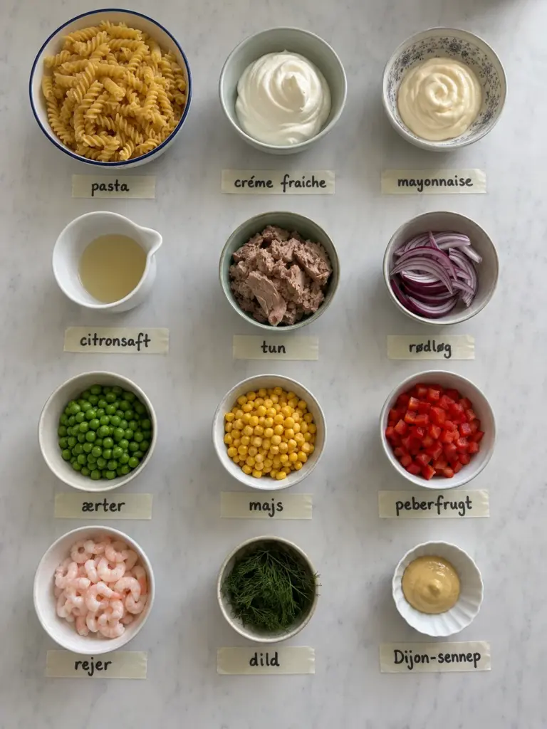 Klassisk pastasalat med tun der smager af mere end forventet