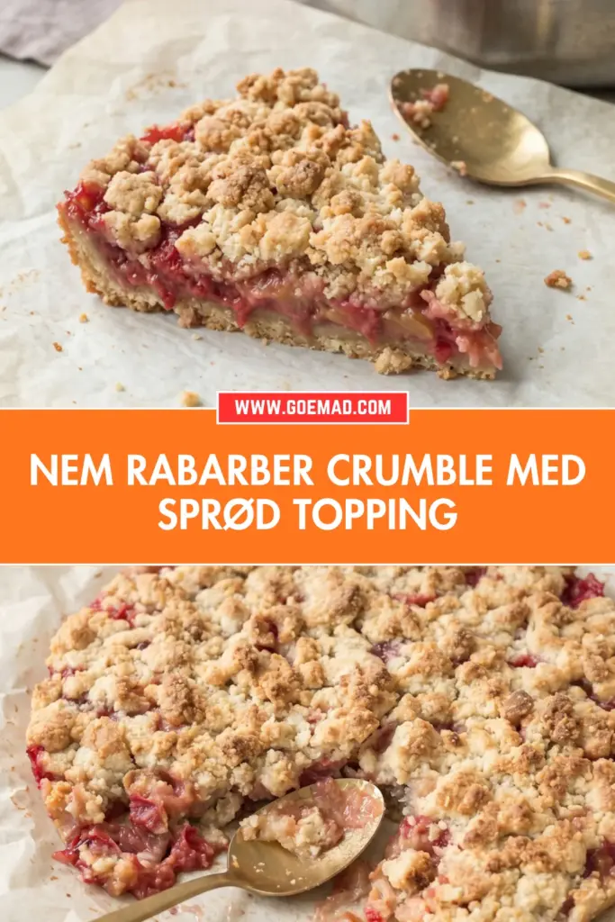 Nem rabarber crumble med sprød marcipantopping
