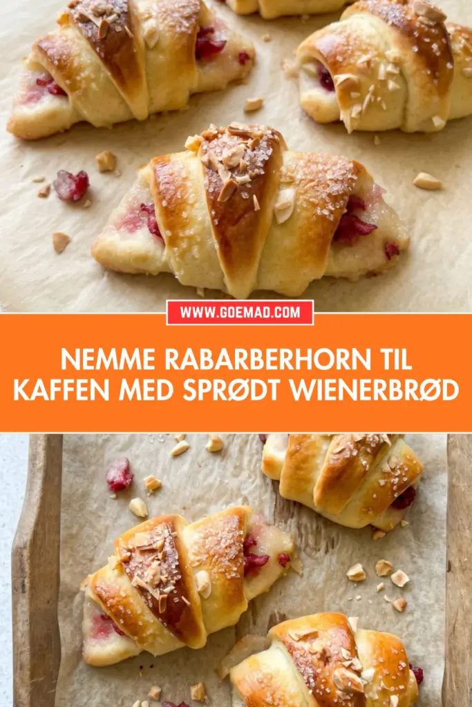 Rabarberhorn med remonce og frisk rabarber: nem opskrift på sprødt wienerbrød