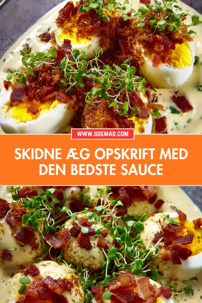 Skidne æg opskrift med sprødt bacon og varm sennepssovs