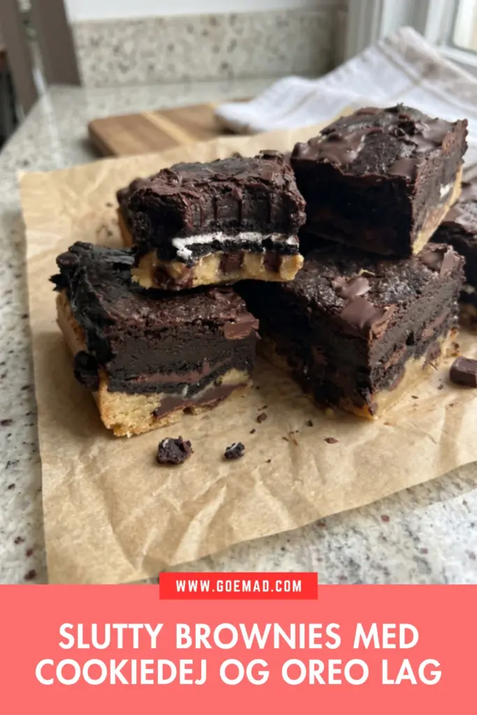 Slutty brownies: den bedste opskrift med cookiedej og oreo