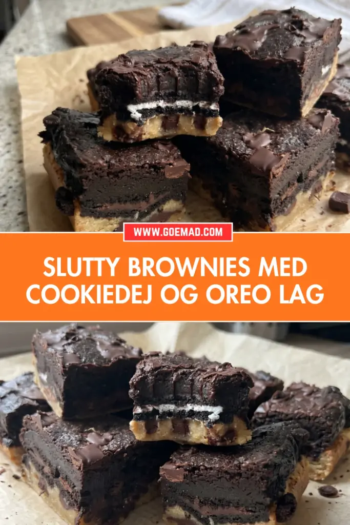 Slutty brownies: den bedste opskrift med cookiedej og oreo