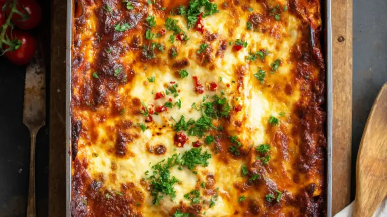 Vegetar moussaka: nem hjemmelavet opskrift med belugalinser og mornaysauce