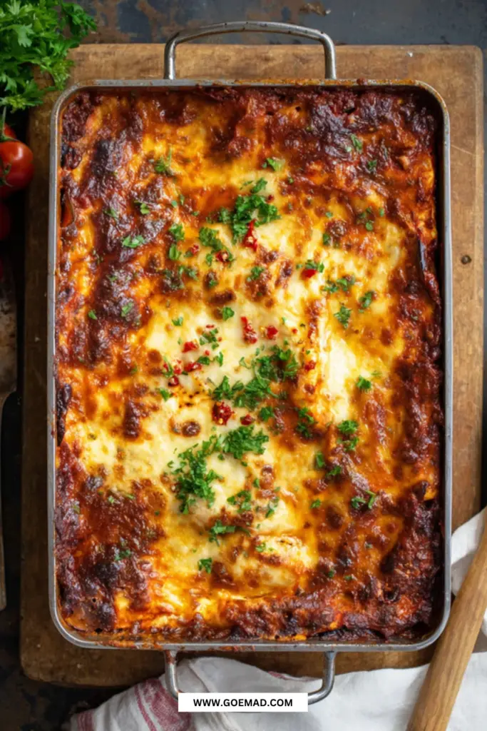 Vegetar moussaka: nem hjemmelavet opskrift med belugalinser og mornaysauce