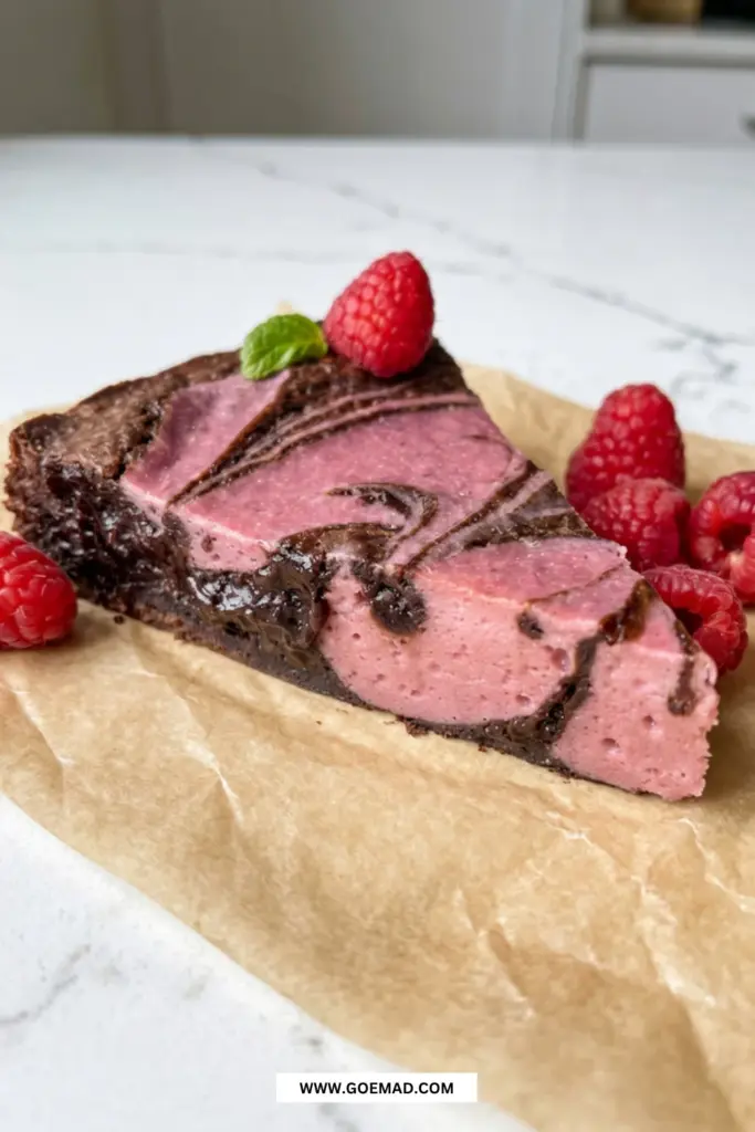 Brownie med hindbær: den bedste opskrift med cremet cheesecake swirl