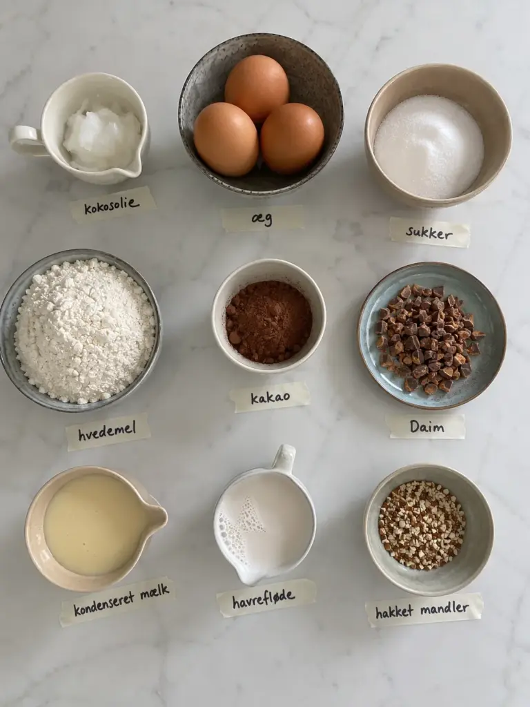 Nem daim islagkage med sprød kagebund og cremet is