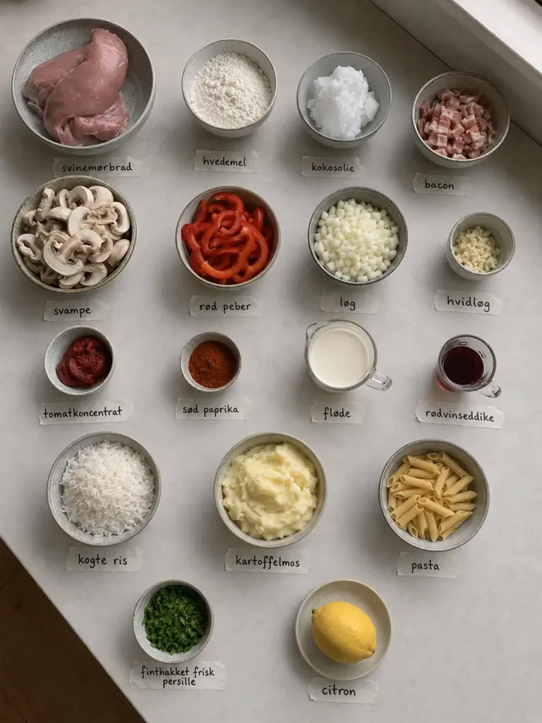 Saftig mørbradbøffer i flødesauce med bacon og svampe