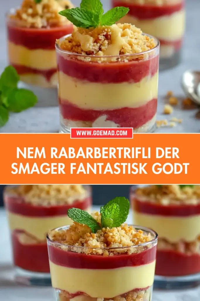 Nem rabarbertrifli med vaniljecreme og makroner: en uimodståelig forårsklassiker